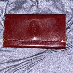 Cartier Elegant Burgundy Leather Wallet